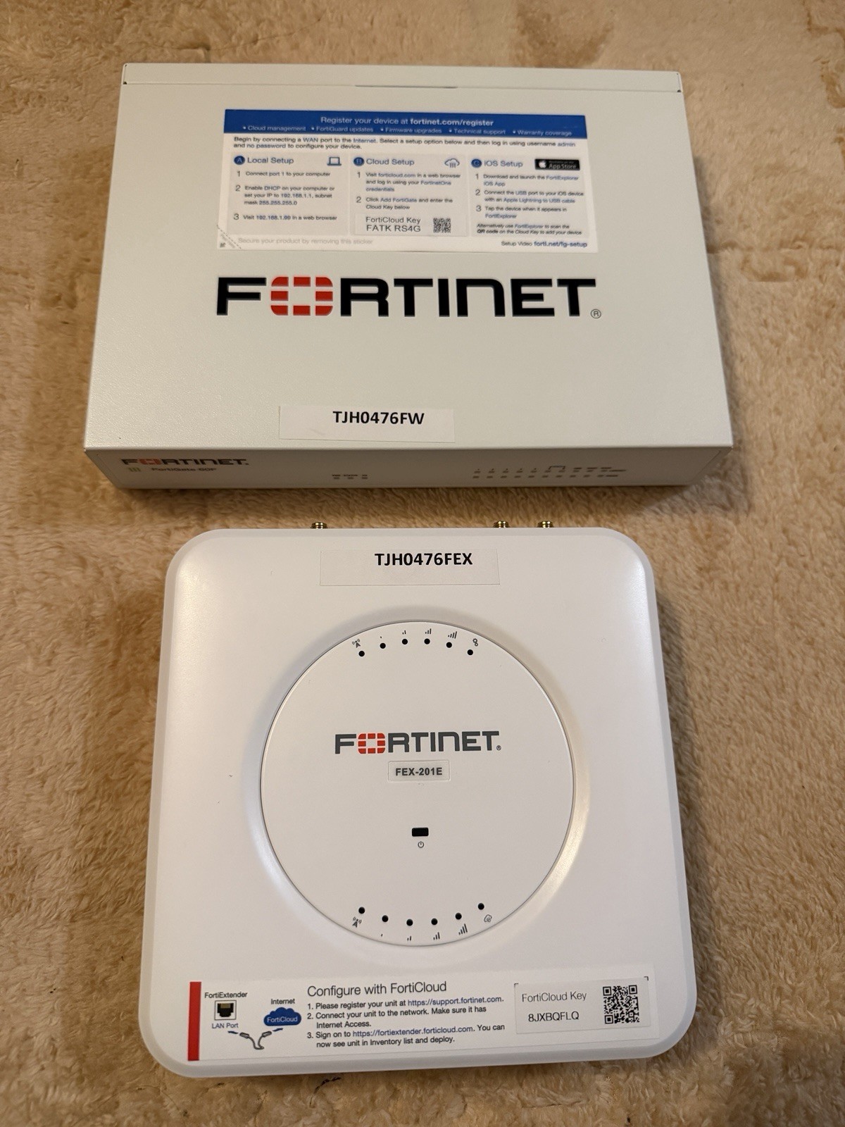 Fortinet FORTIGATE-60F And FEX-201E Lot Of 2 Device Only No Adapters No Pwr Cord