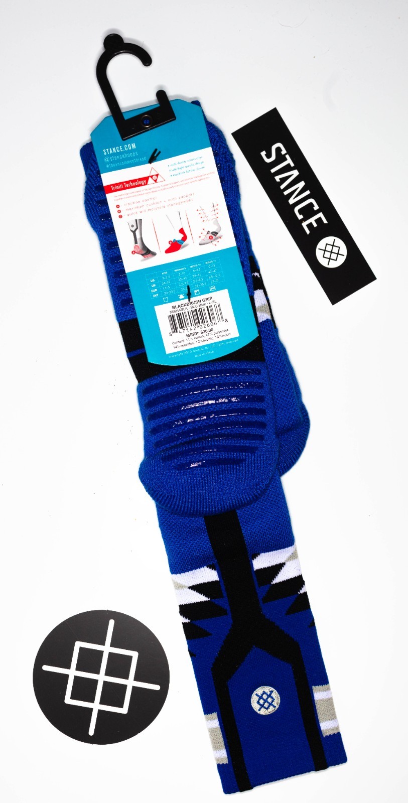Stance Fusion Basketball Socks 'Blackbrush Grip' | Crew | Size L-XL | NWT | 2012