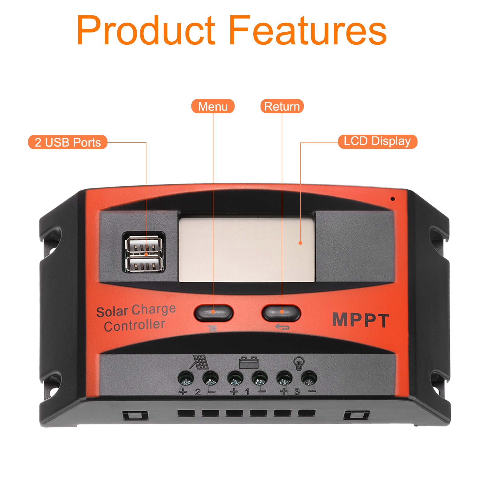 60A MPPT Solar Charge Controller Solar Panel Charger 12V 24V Auto Adaptation