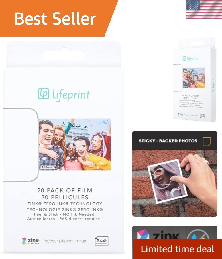 High-Quality 20-Pack of 3x4.5 Sticky Film for Instant Photo and Video Prints