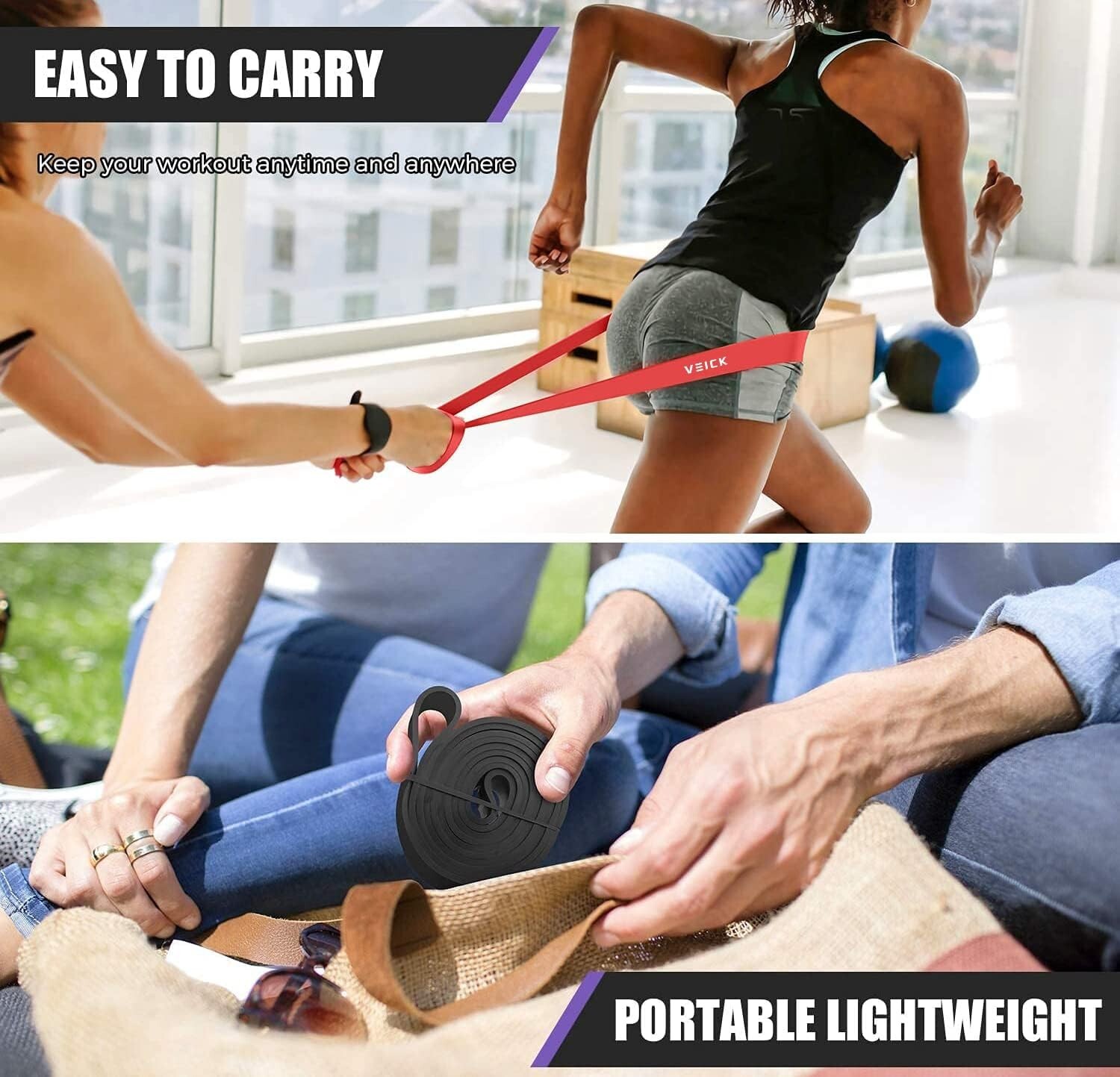 "VEICK Resistance Bands Set 4 Levels Durable Exercise Stretching and Training "