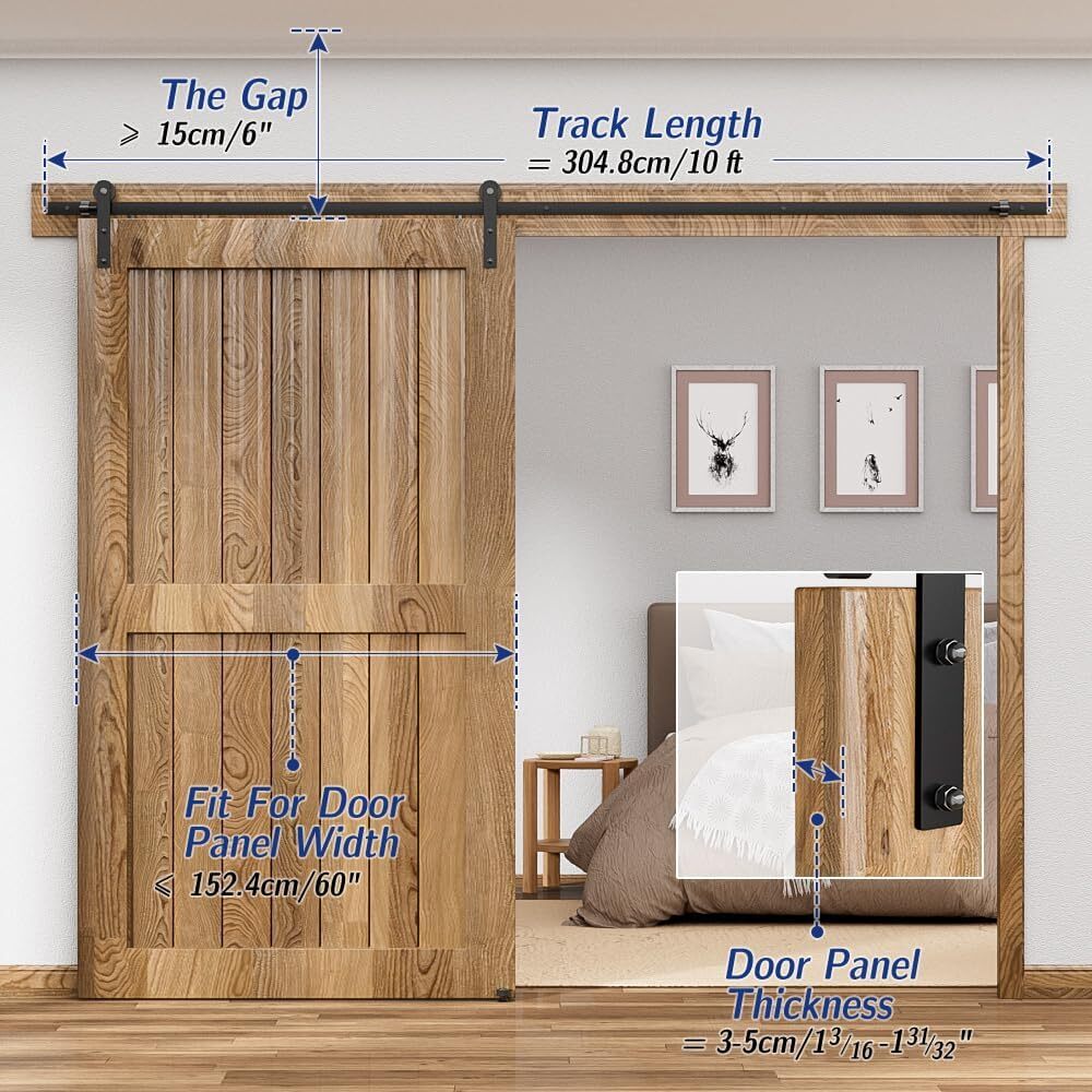 4FT-20FT Modern Sliding Barn Door Hardware Track Kit Single/Double Door,Smoothly