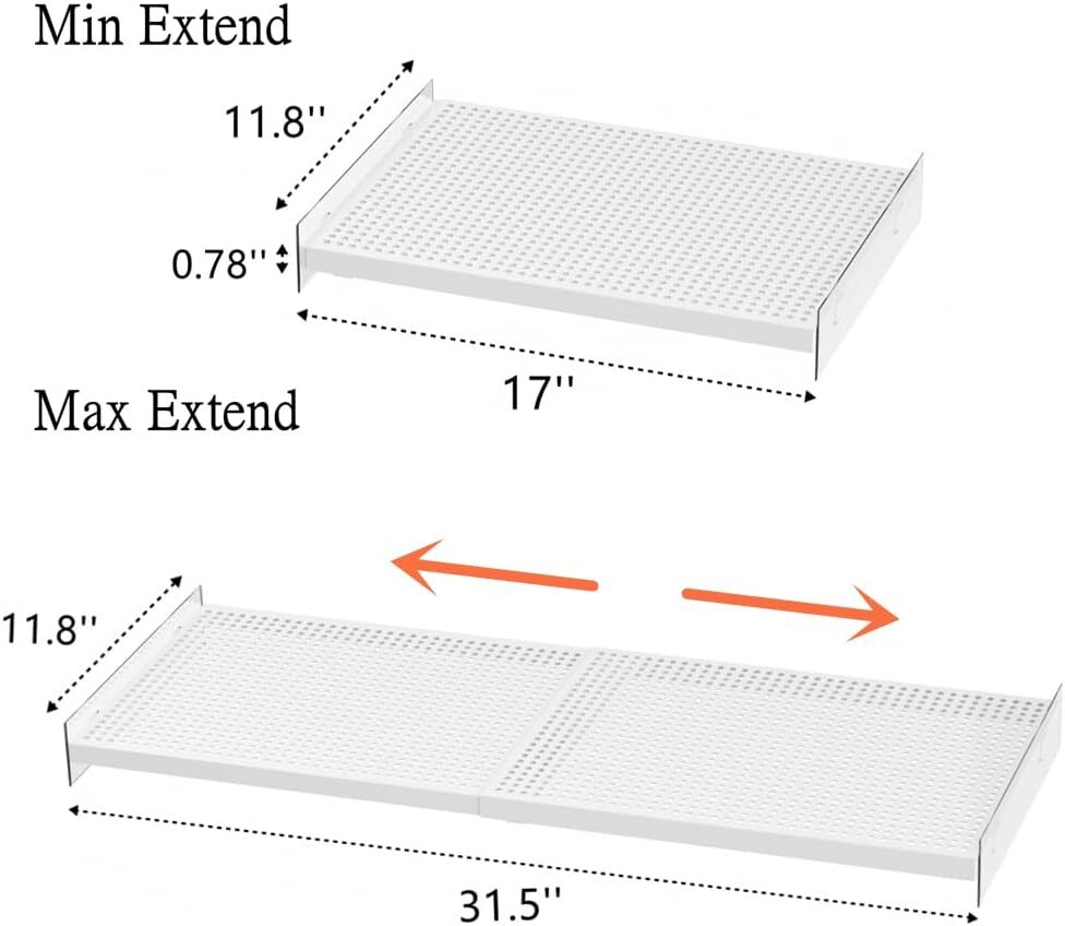 Slideep Adjustable Closet Storage Shelves with Seamless Large, Hole Board