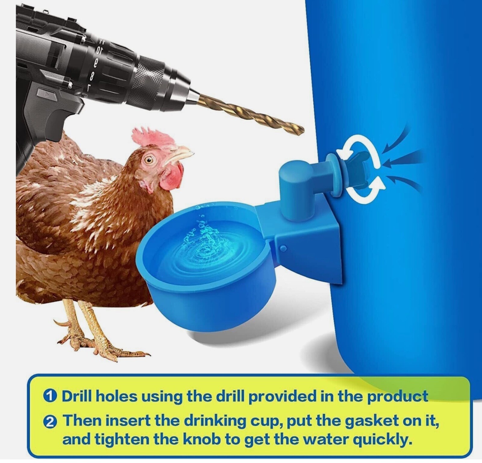 10 pack Automatic Water Cups Poultry Drinker Waterer Chicken Duck Quail Drinking
