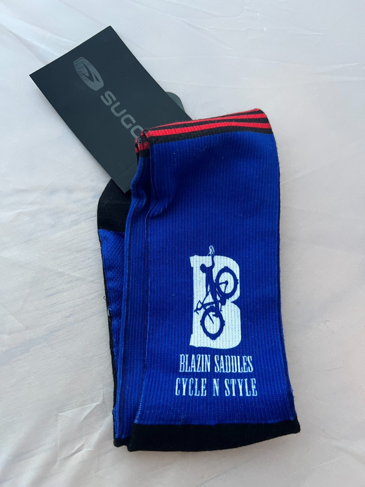 Sugoi Unisex Sub Cycling Socks Blazin Saddles Size Medium Blue NEW NWT