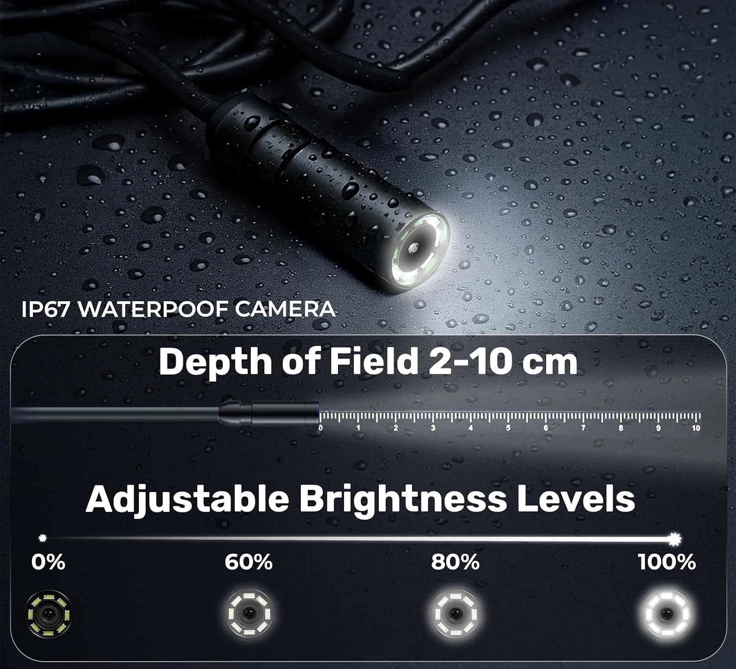 Endoscope Camera with Light, 4.3" IPS Screen, 16.4 Ft Semi-Rigid Borescope C...