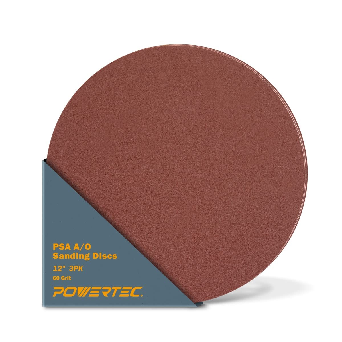 POWERTEC 3 PCS 60 Grit 12 Inch PSA Sanding Discs, Self Stick 60 Grit, 3PK