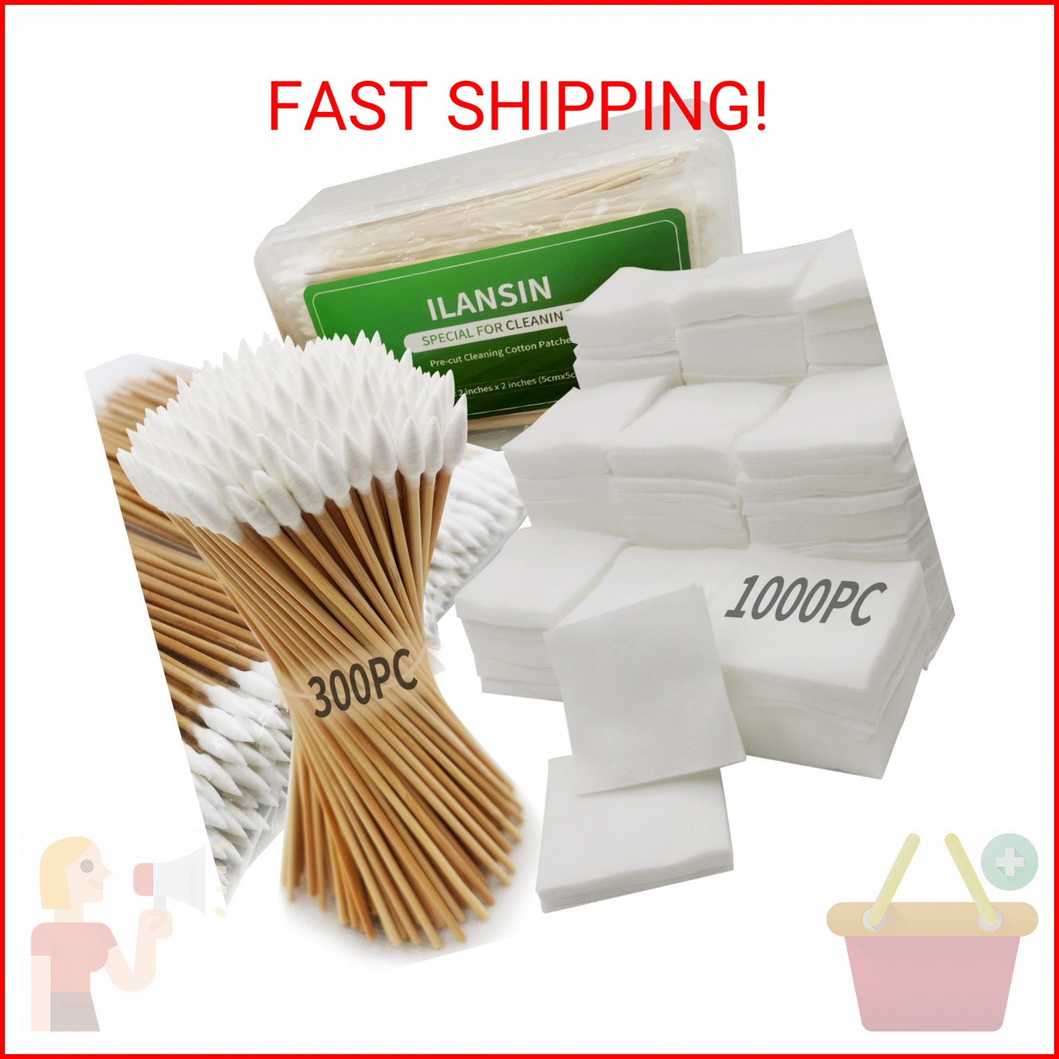 ILANSIN 1300PCS Gun Cleaning Supplies—1000PCS Gun Cleaning Patches +300PCS 6‘’ P