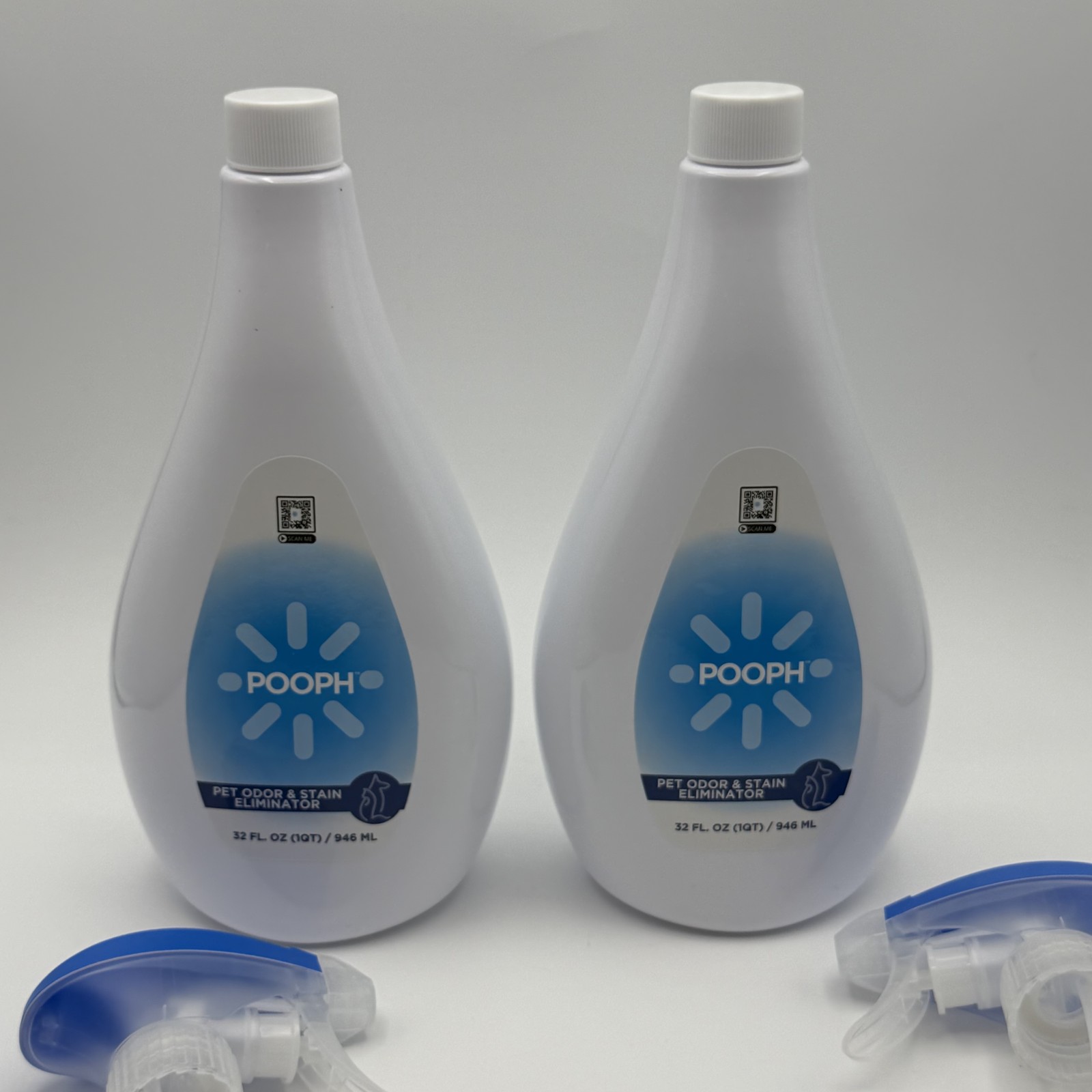 POOPH Pet Odor & Stain Eliminator 32 fl oz (1 QT) - 2-Pack with Sprayers