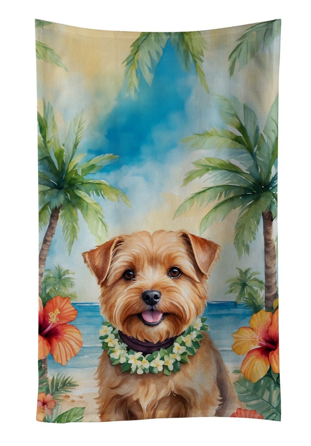 Norfolk Terrier Luau Kitchen Towel Dish Cloths Guest Hand Towel Decorative