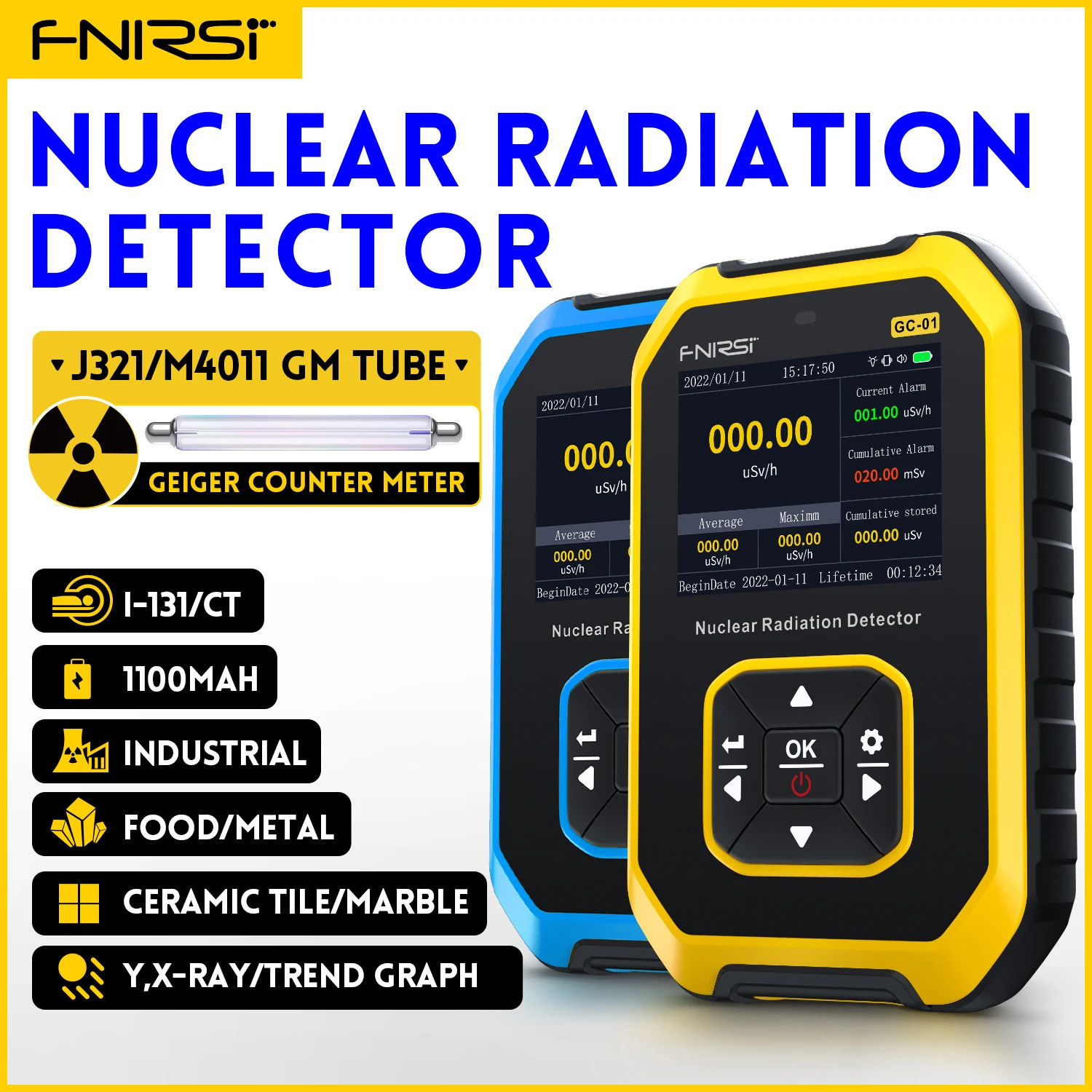 GC-01 Geiger Counter Nuclear Radiation Detector Personal Dosimeter X-Ray Γ-Ray Β