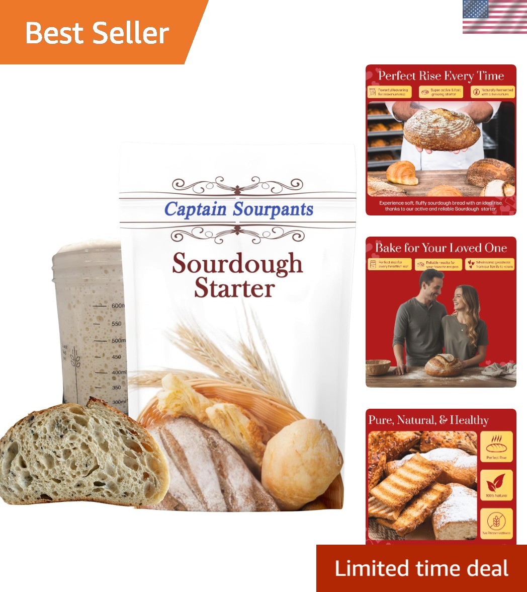 Versatile 100--Old Sourdough Starter Kit for Homemade Bread & Baked Goods