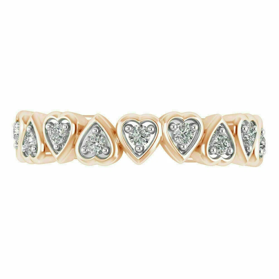 Heart Adjustable Toe Ring Rose Gold Plated Silver 0.15Ct Round Simulated Diamond