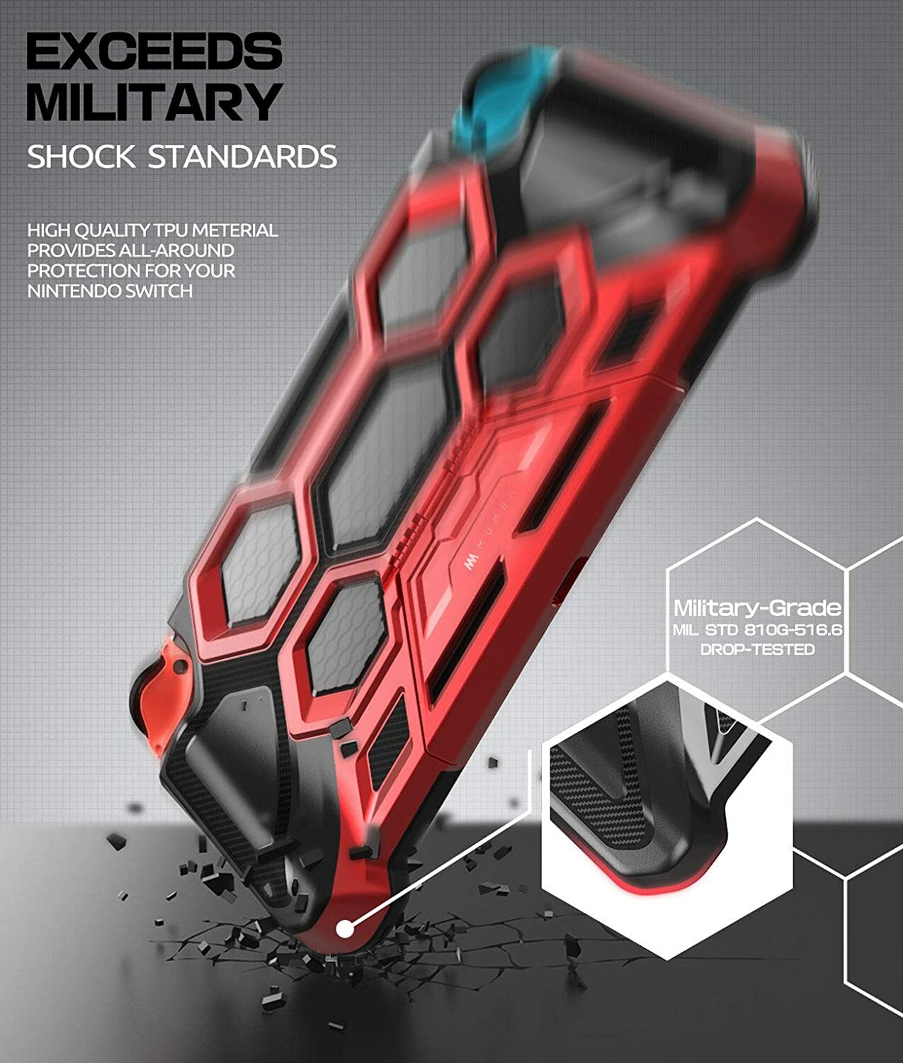 Mumba For Nintendo Switch Console Joy-Con Controller Grip Case Kickstand Cover