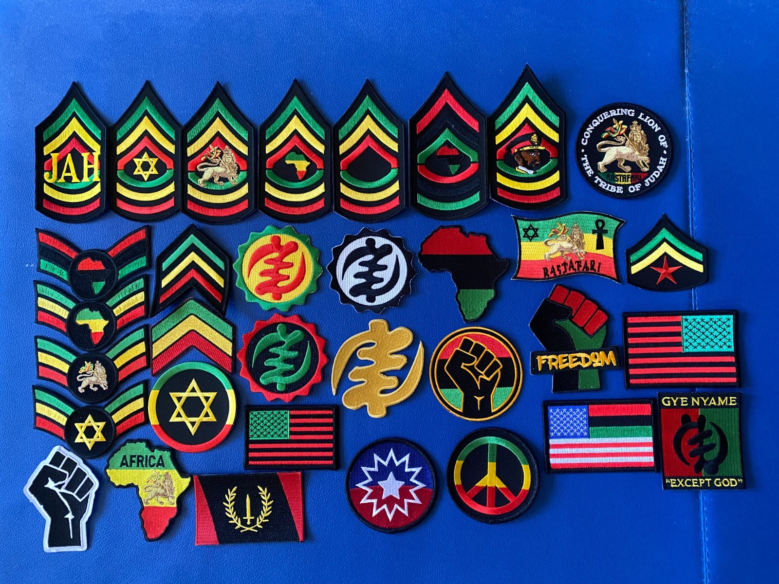 33 Pcs Rasta African Embroidered Patches iron-on