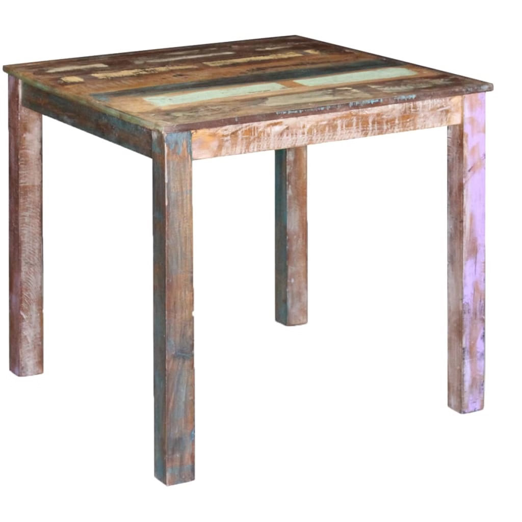 Dining Table Multicolor Solid reclaimed wood Compact Durable