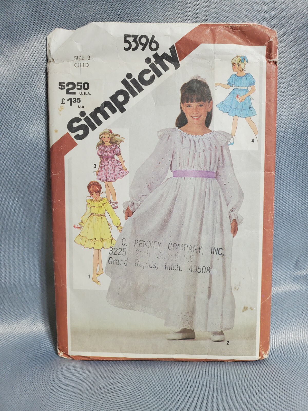 Vintage Simplicity Pattern 5396 Girls Pullover Dress Size 3 CUT 1981