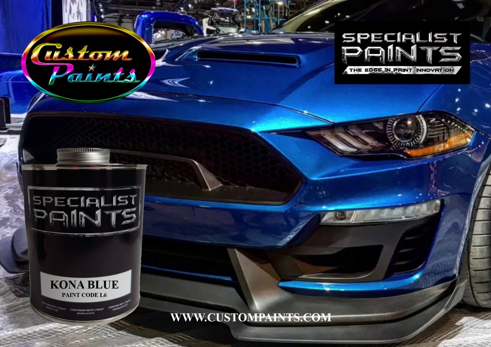 Ford - Kona Blue - Paint code: L6 - Urethane Based Automotive, Mustang