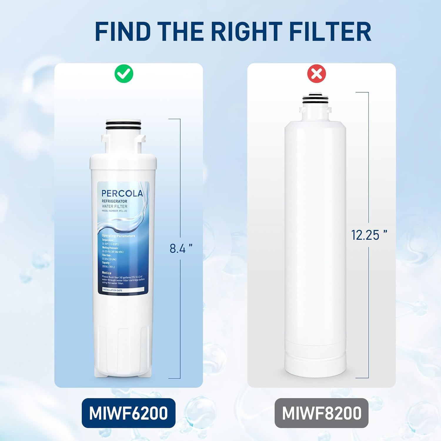 MIWF6200 Water Filter for Sharp Thor Kitchen Zline Midea Refrigerators 1 Pack