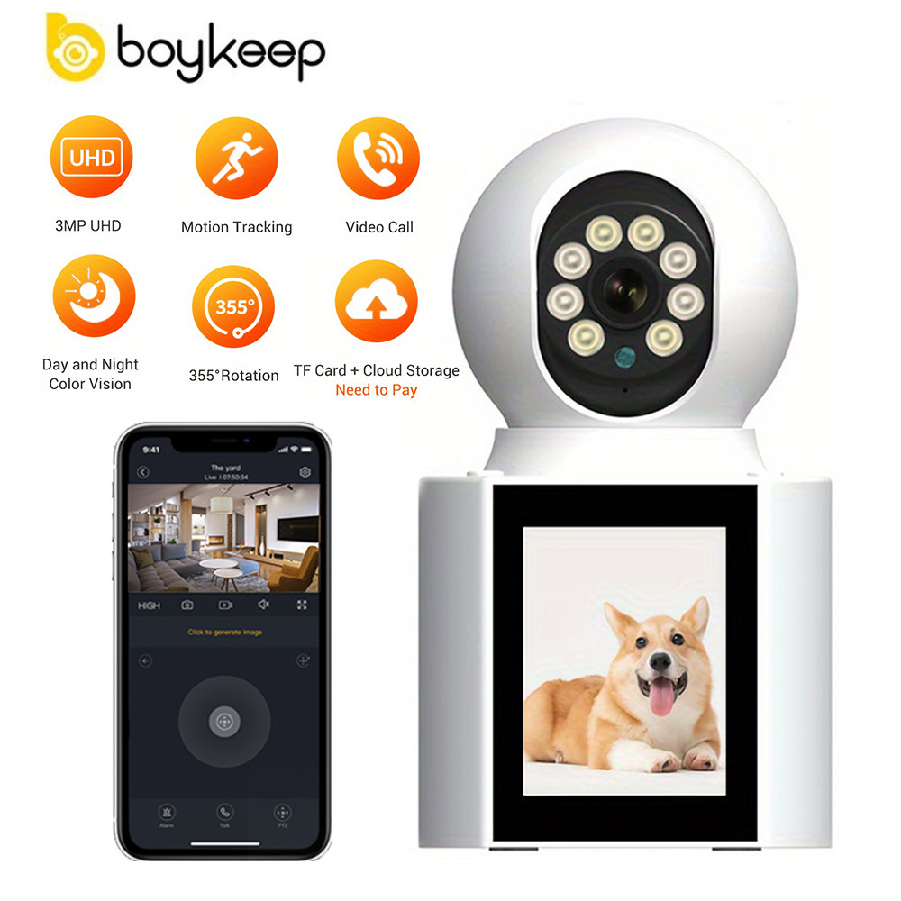boykeep Wireless 2G WiFi Security Camera 2K Smart Indoor Night Vision Wired Cam