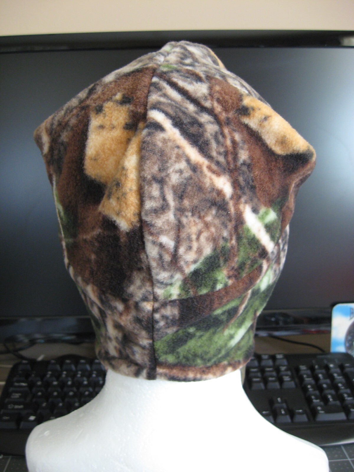 Quietwear Fleece Hunting Hat & Spandex Mask Neck Cape Adventure Camo Cap
