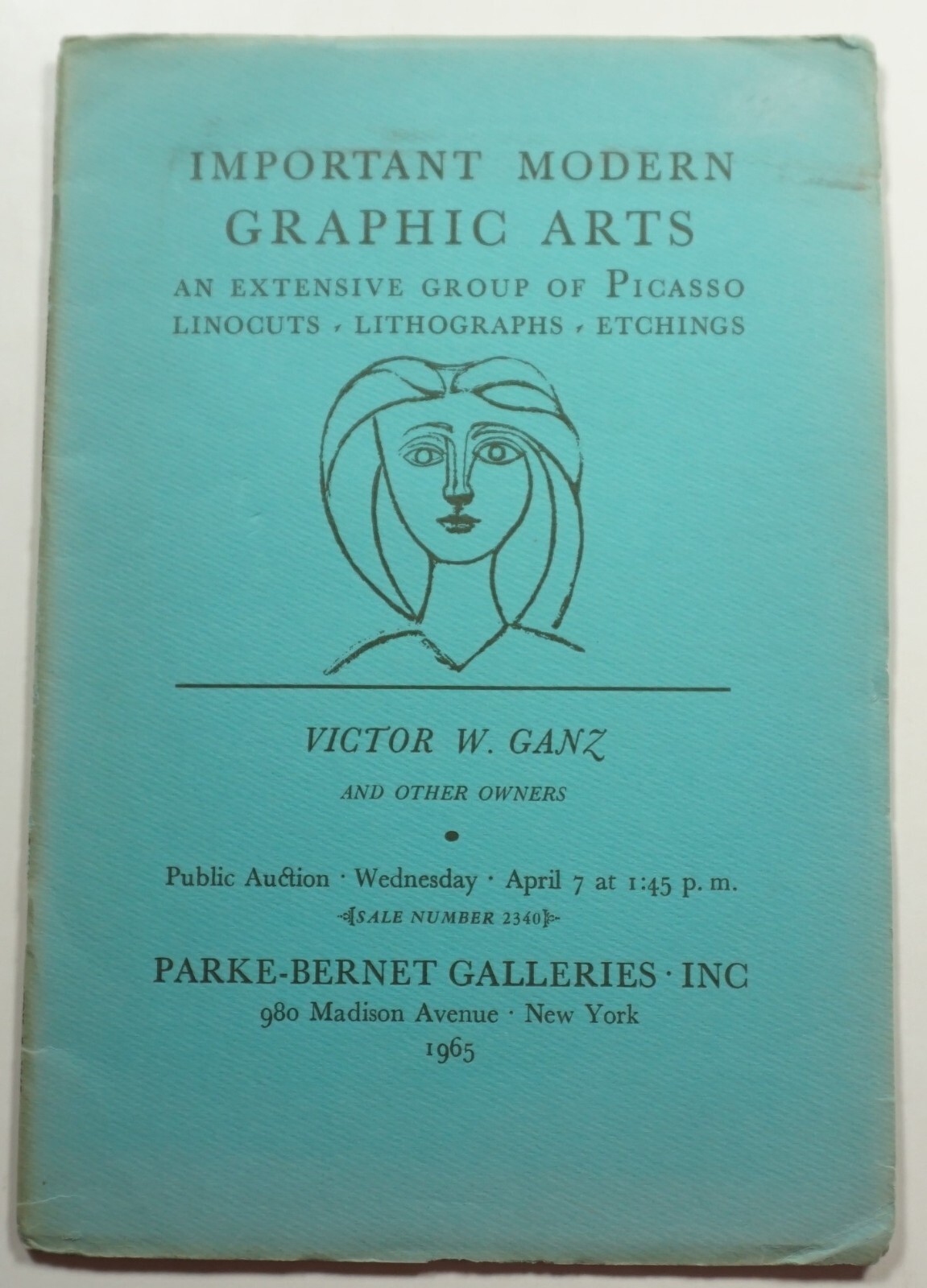 Important Modern Graphic Arts 1965 Parke-Bernet Auction Catalog Picasso Linocuts