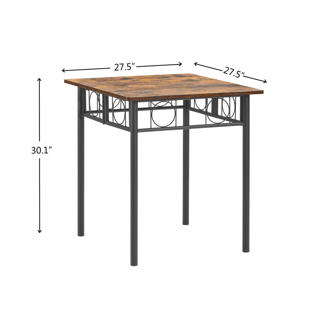 Antique Square Dining Table Metal Wood Kitchen Table Sturdy Scratch Resistant