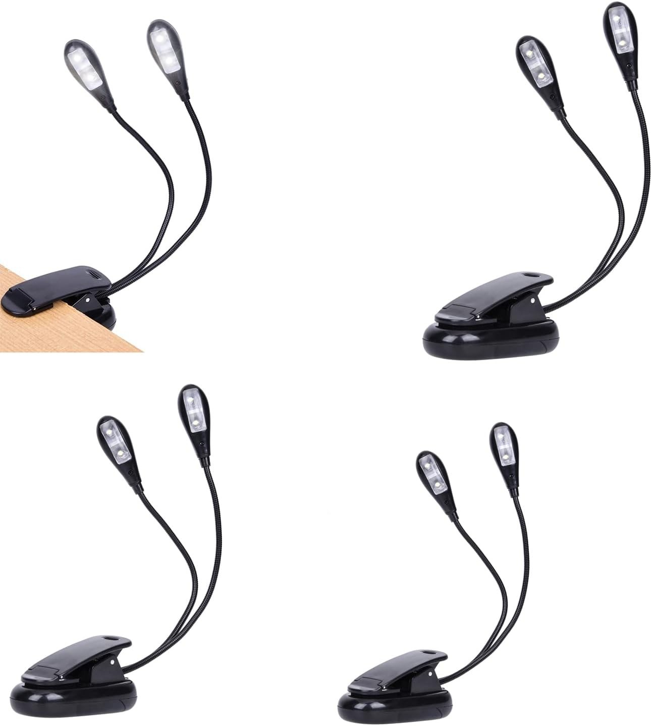 Eye-Caring Clip-On Book Lights, USB & AAA Battery Powered