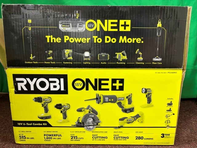 RYOBI PCL1600K2 18V 6-TOOL COMBO KIT NEW OPEN BOX (F40044659)
