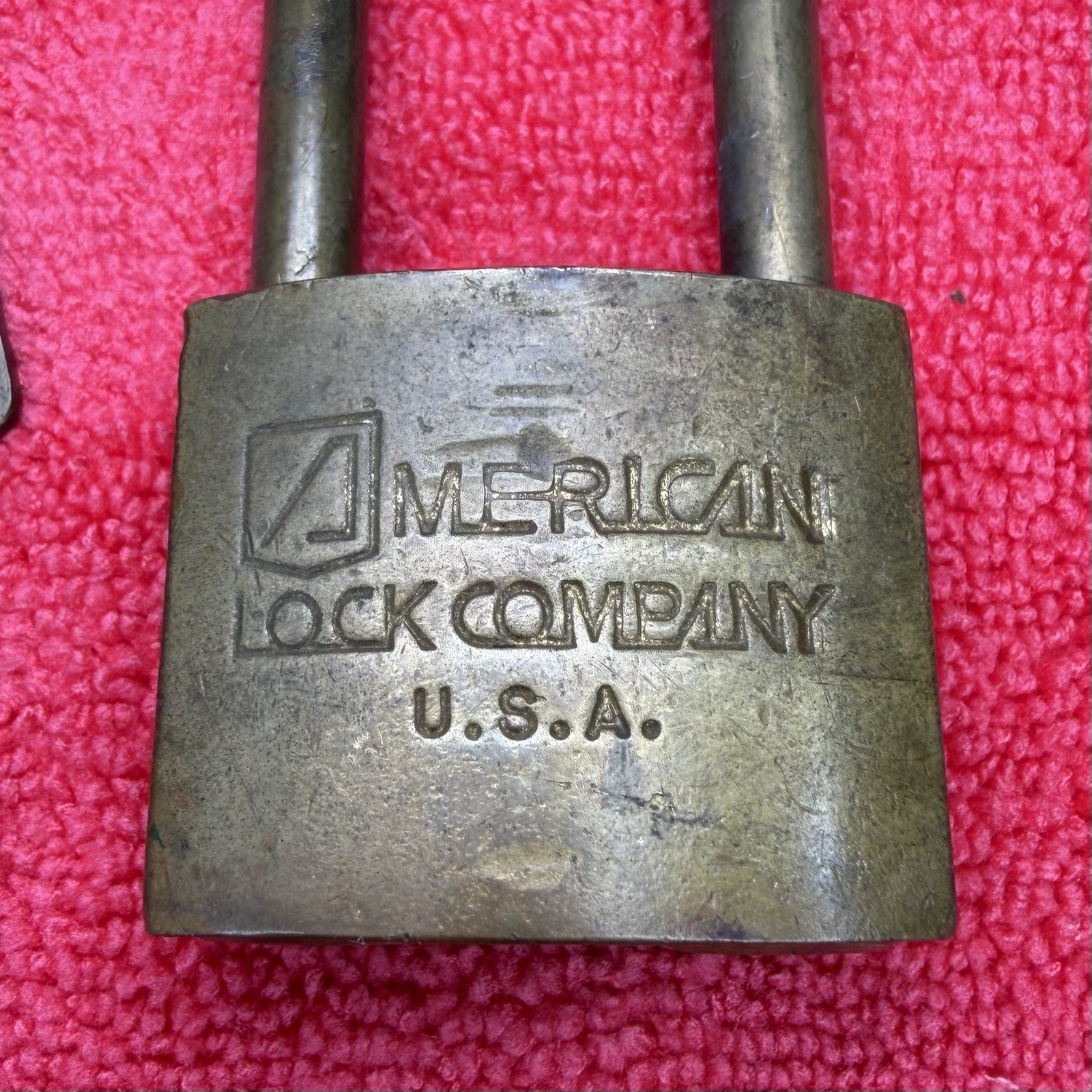 Vintage U.S. Military Brass Padlock , Chain & Key American Lock Co. USA 6460H
