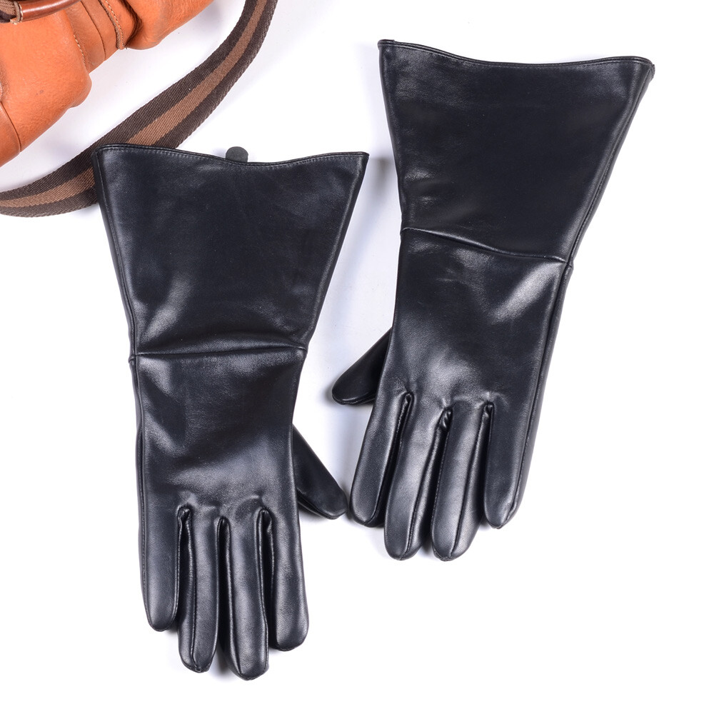 Men's Real Leather Medieval Renaissance Long Cuff Gauntlet Knight Long Gloves