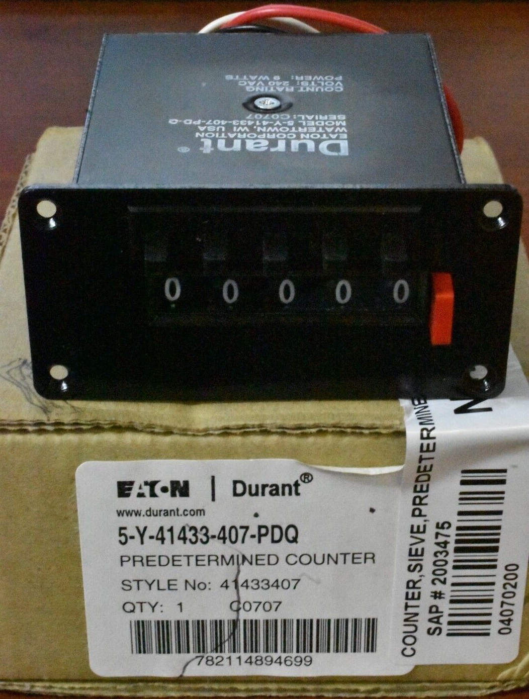 Eaton Durant 5-Y-41433-407-PD-Q Predetermined Counter Panel Mount 41433407
