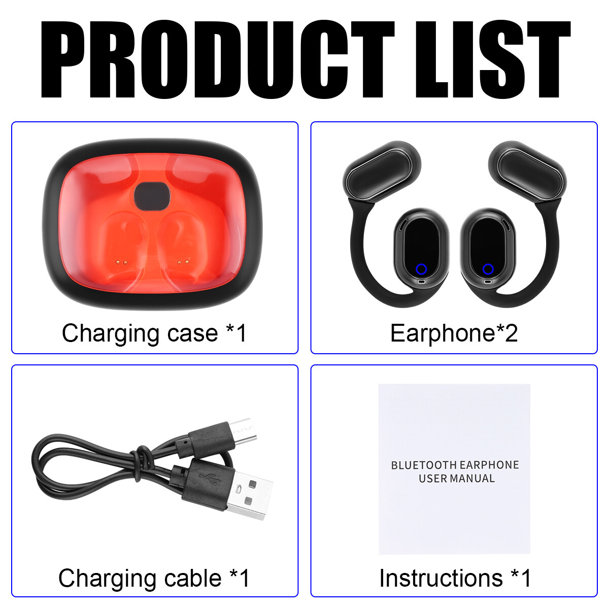 Wireless True Bone Conduction Headphones Wireless Headset Earbuds Bluetooth V5.3