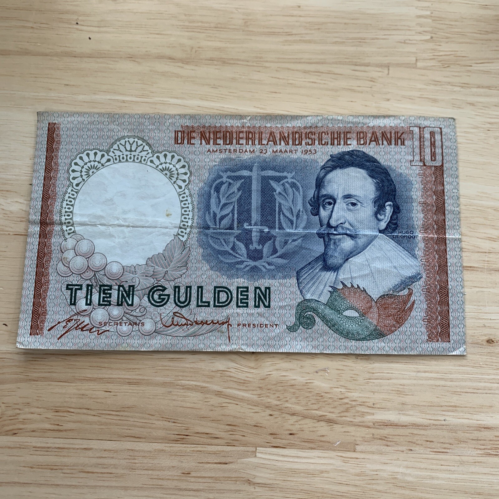 1953 Netherlands Banknotes Tien Gulden De Nederlandsche Bank
