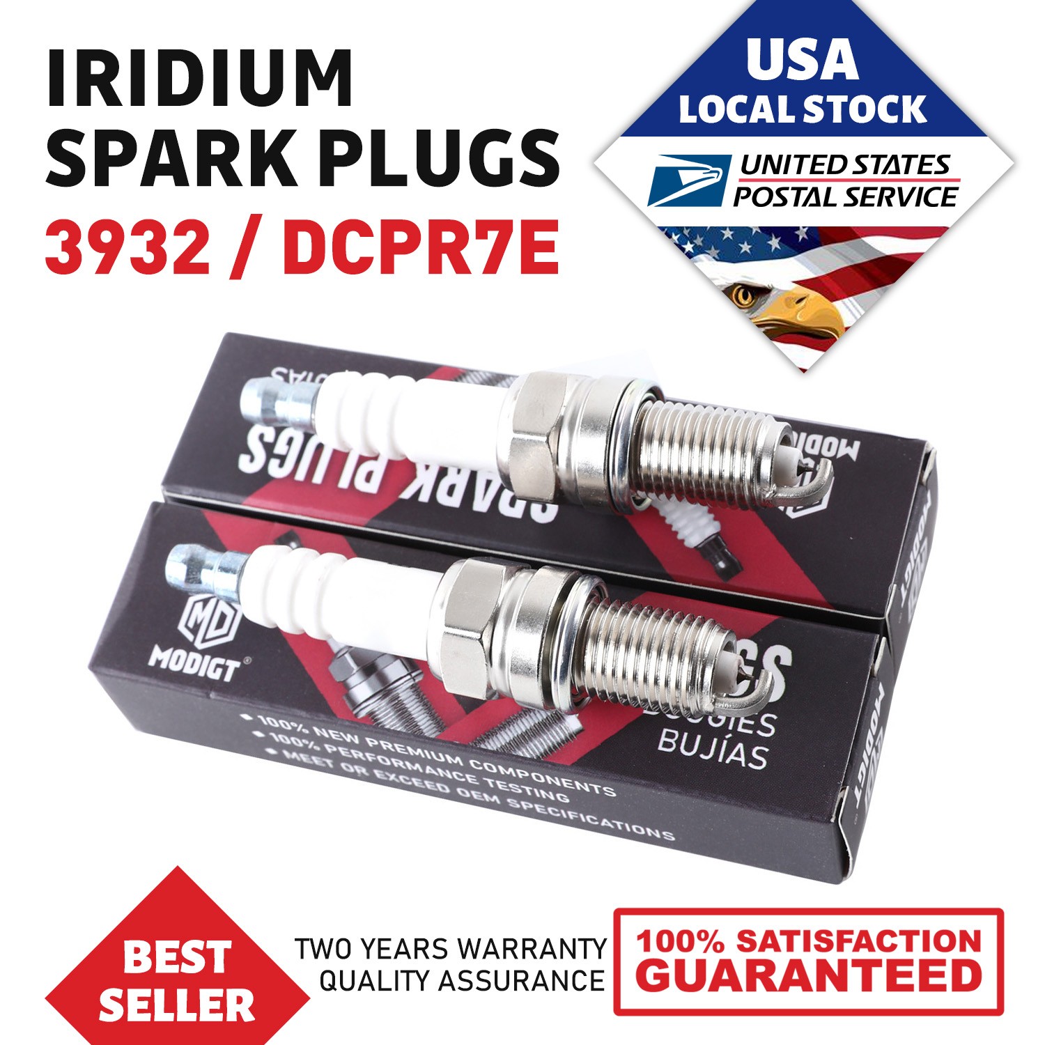 Fit NGK Laser Iridium DCPR7E NICKEL Spark Plugs 3932 2 pcs For Harley Davidson