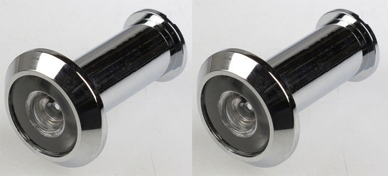 2 pc Peek Hole Security Door Viewer 180° Bright Chrome Fits 1-3/8" to 2-1/4"