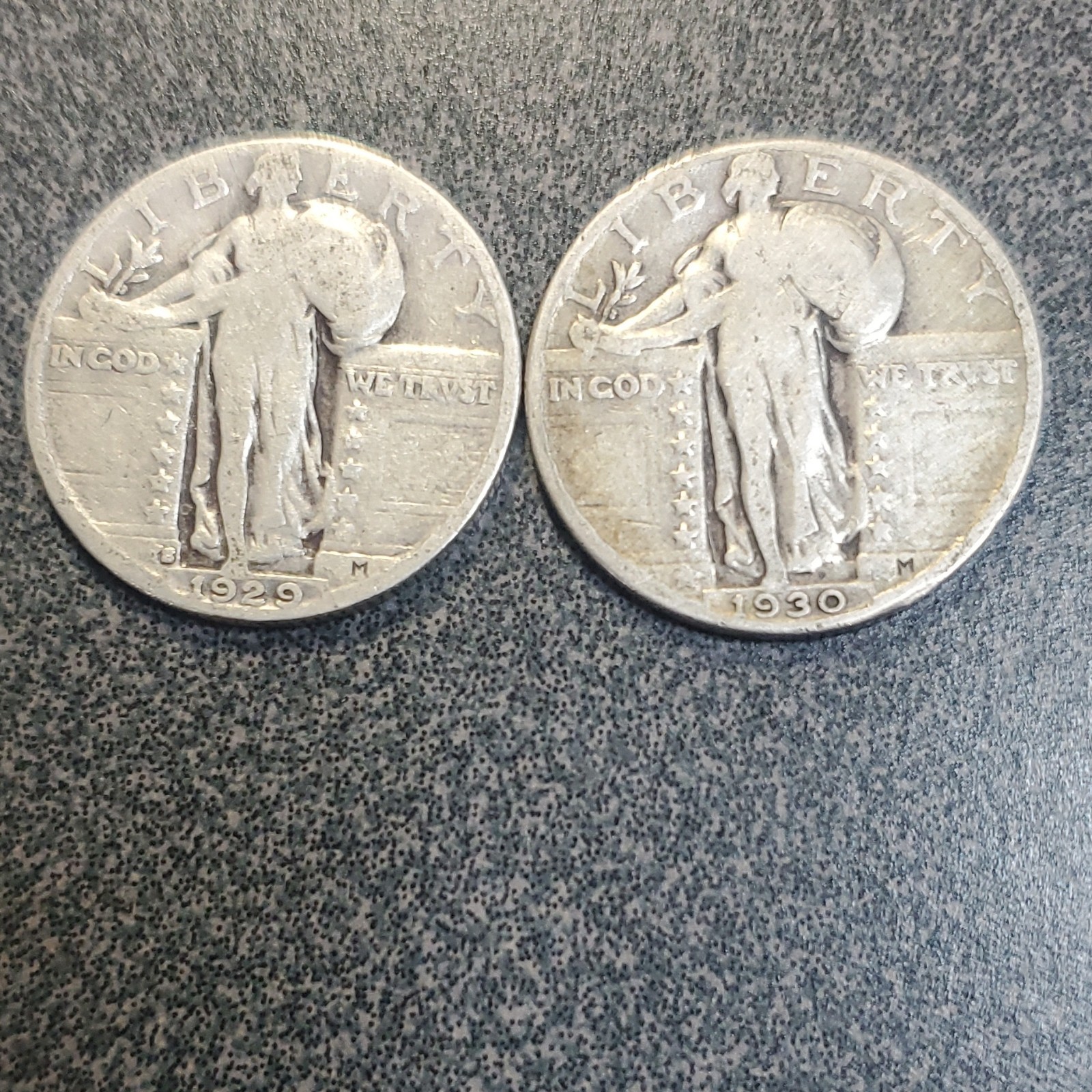 1929 & 1930 Standing Liberty Quarter Circulated 25C Lot of 2 Coins  #444