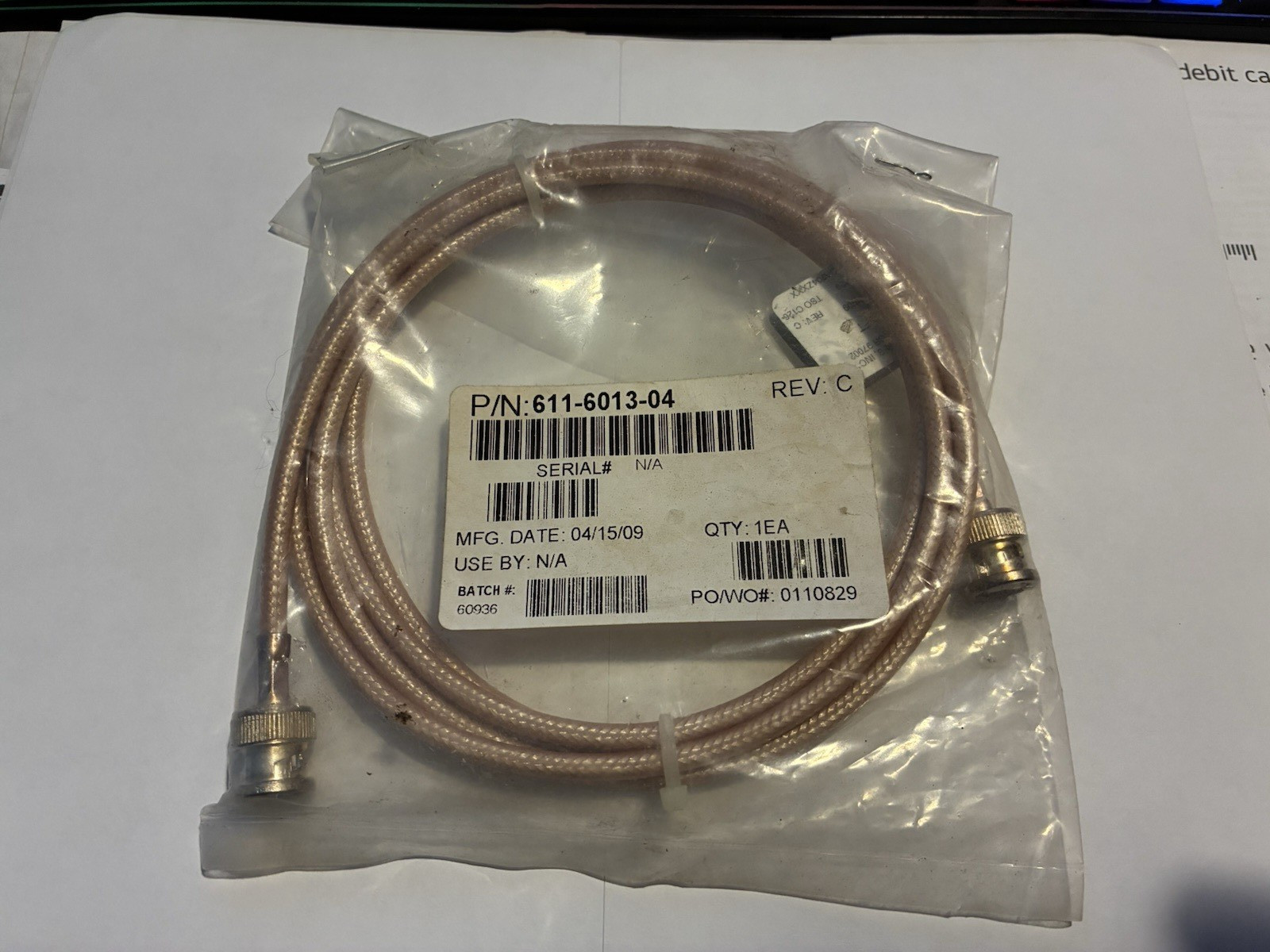 611-6013-04 Artex Coax Cable (Length: 6ft) (New Old Stock)