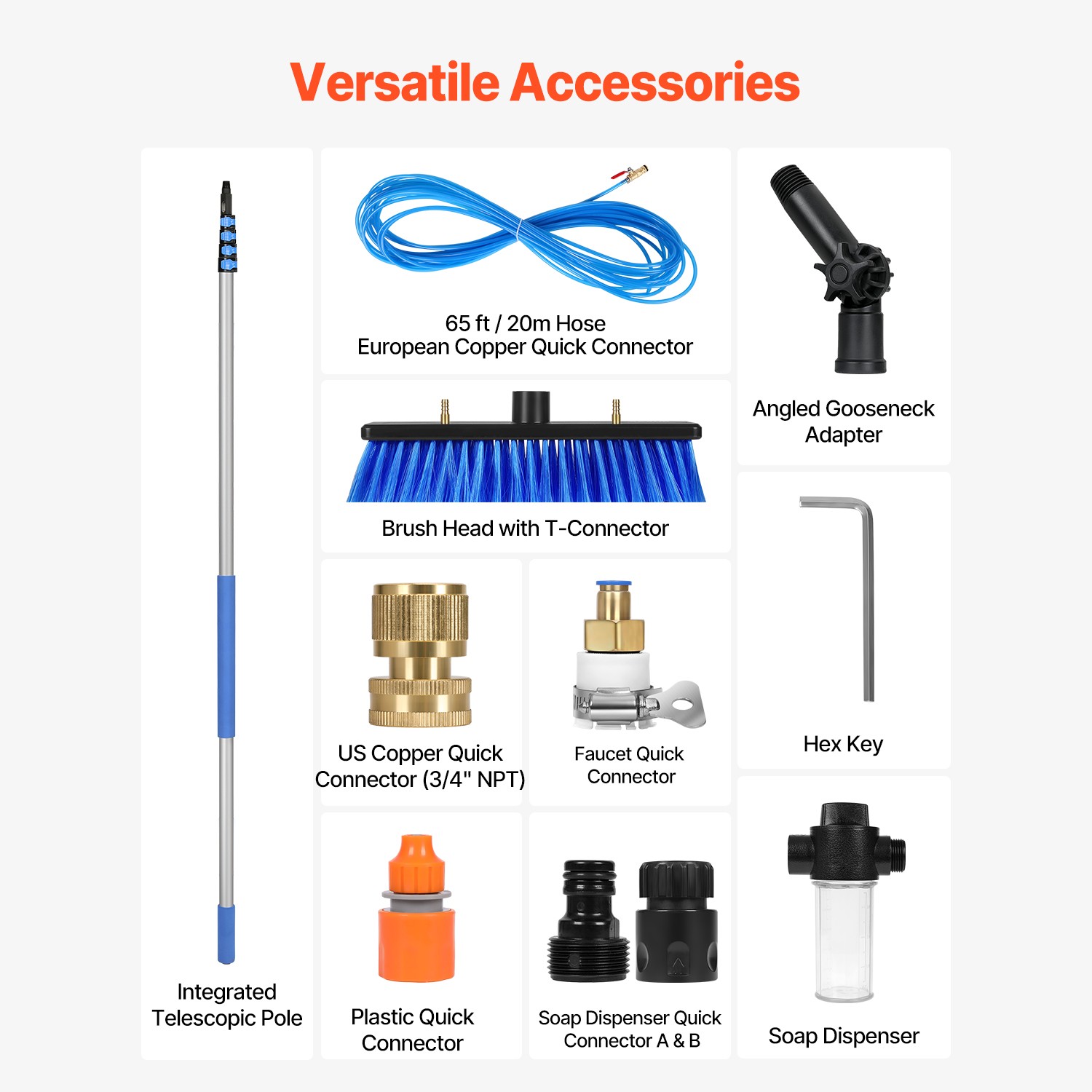 Water Fed Pole Kit, 30FT Solar Panel Cleaning Pole with Extendable Handle