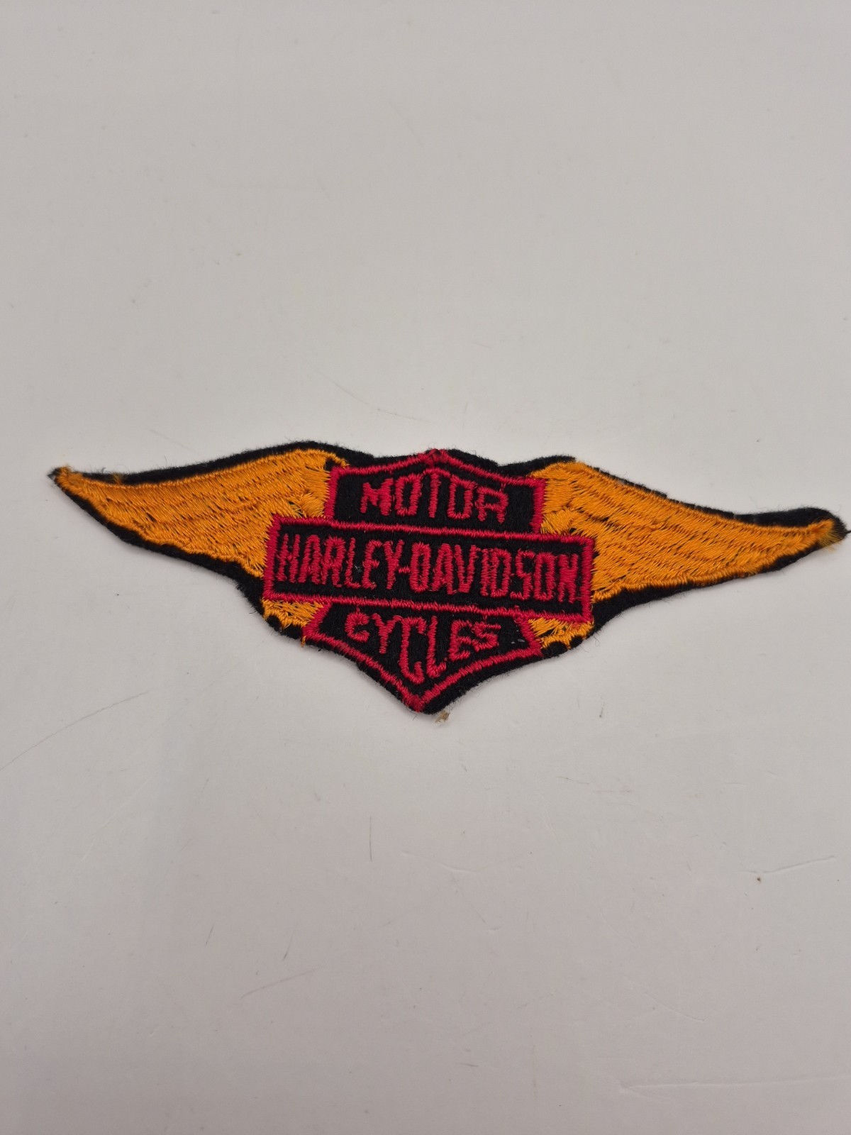 Vintage Harley Davidson Winged Bar Shield Patch Yellow Gold Embroidered Biker 5"