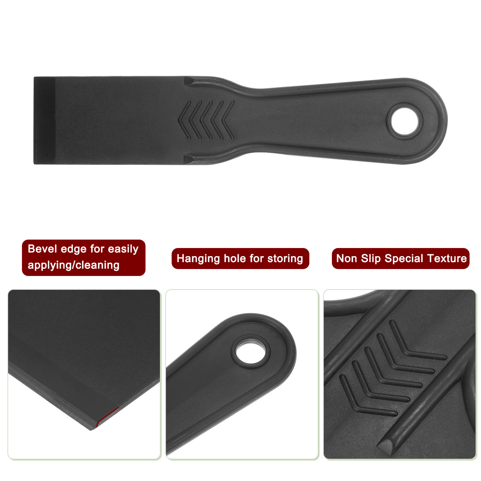 10pcs Putty Scraper 1.5" Width 6mm Thin Flexible Plastic Putty Knife Black