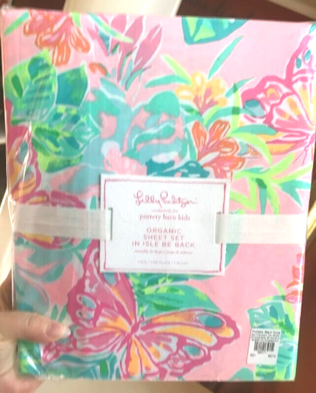 Pottery Barn Isle Be Back Sheet Set Pink Full Lilly Pulitzer Palm Beach 4pc🦩
