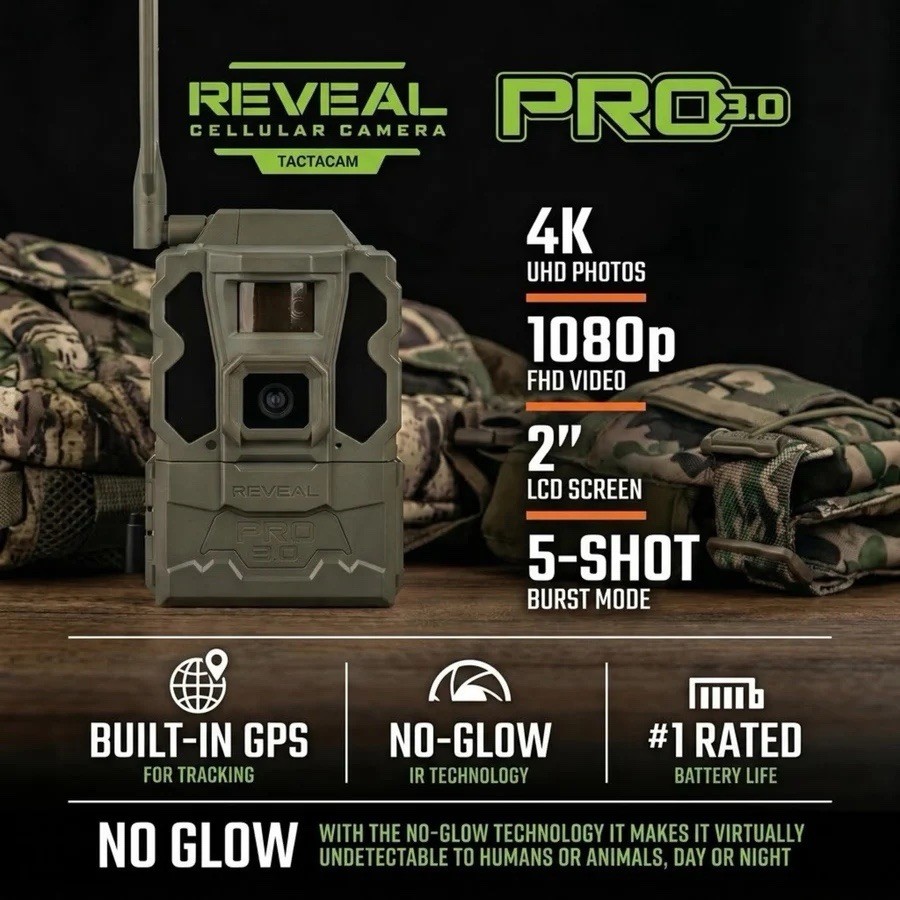 Tactacam Reveal 3.0 Pro, 2.0 Solar Panel And *Generic* Lithium Cartridge Bundle