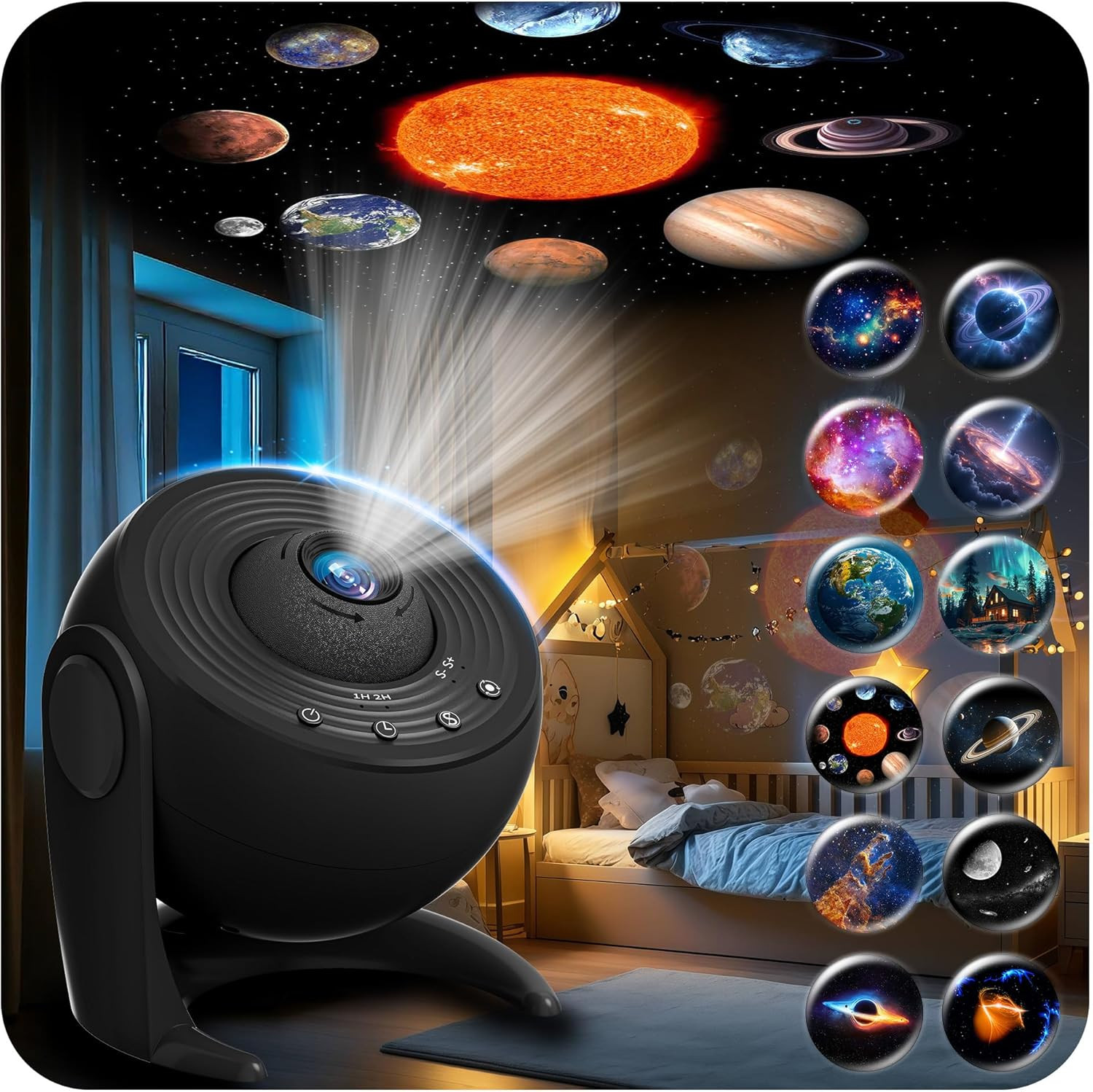 Galaxy Projector for Bedroom, 13 in 1 Planetarium Star Projector with Solar Syst