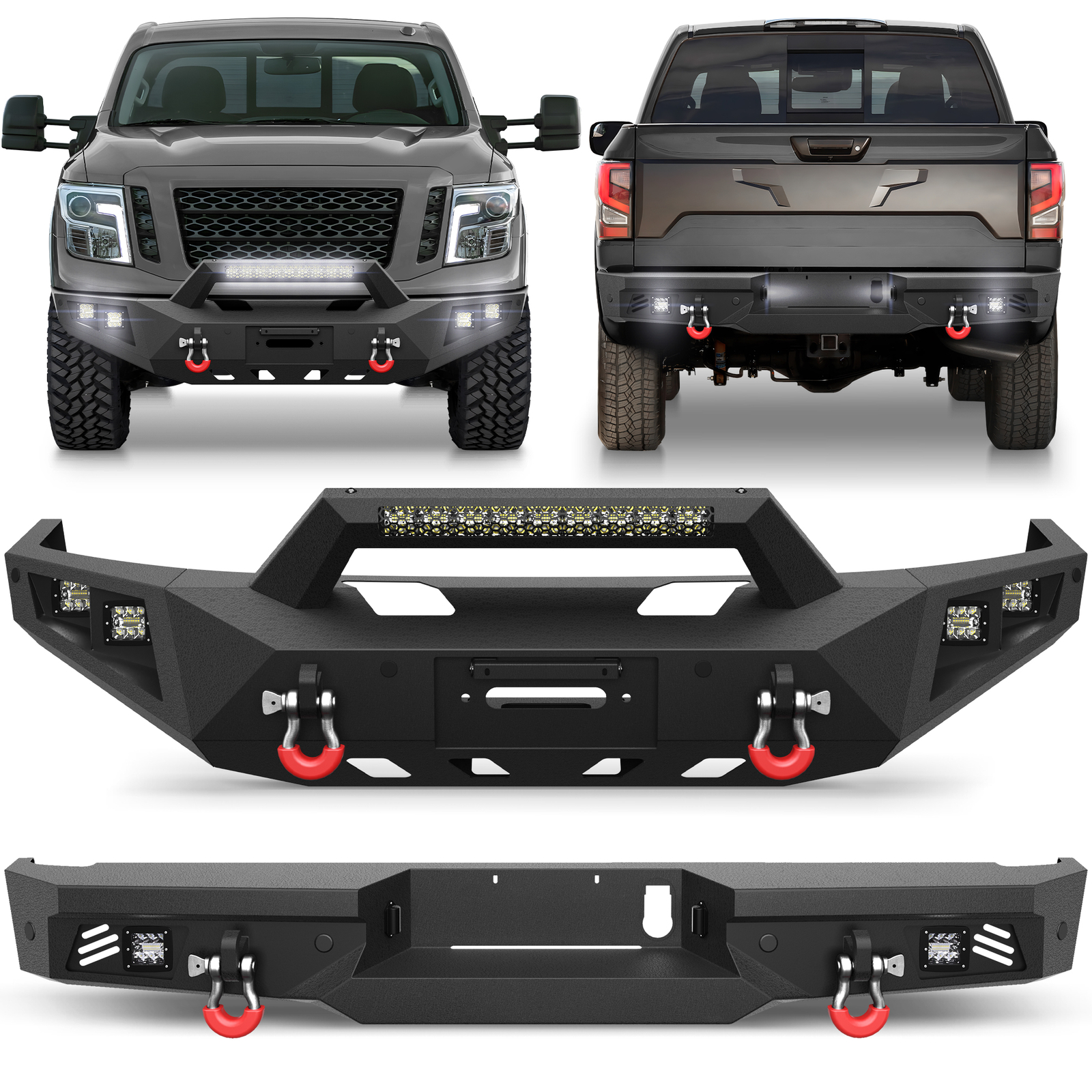 Front or Rear Bumper For Nissan Titan XD 2016-2024 With D-rings + Winch Mount