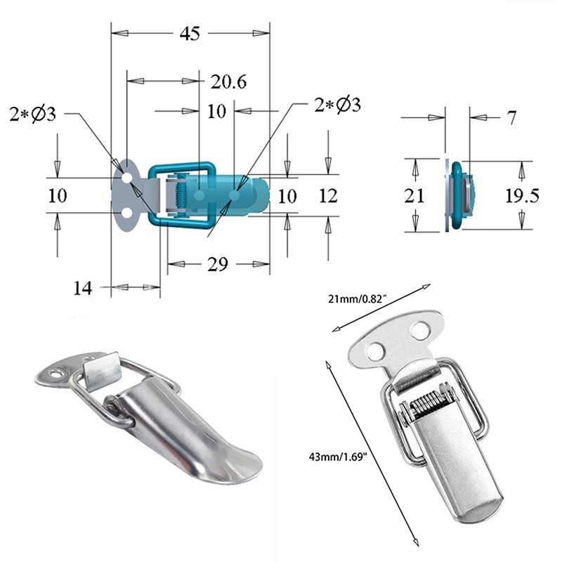 4pcs Duck-mouth Buckle Mini Lock Gift Suitcase Case Buckles Toggle Hasp Latch