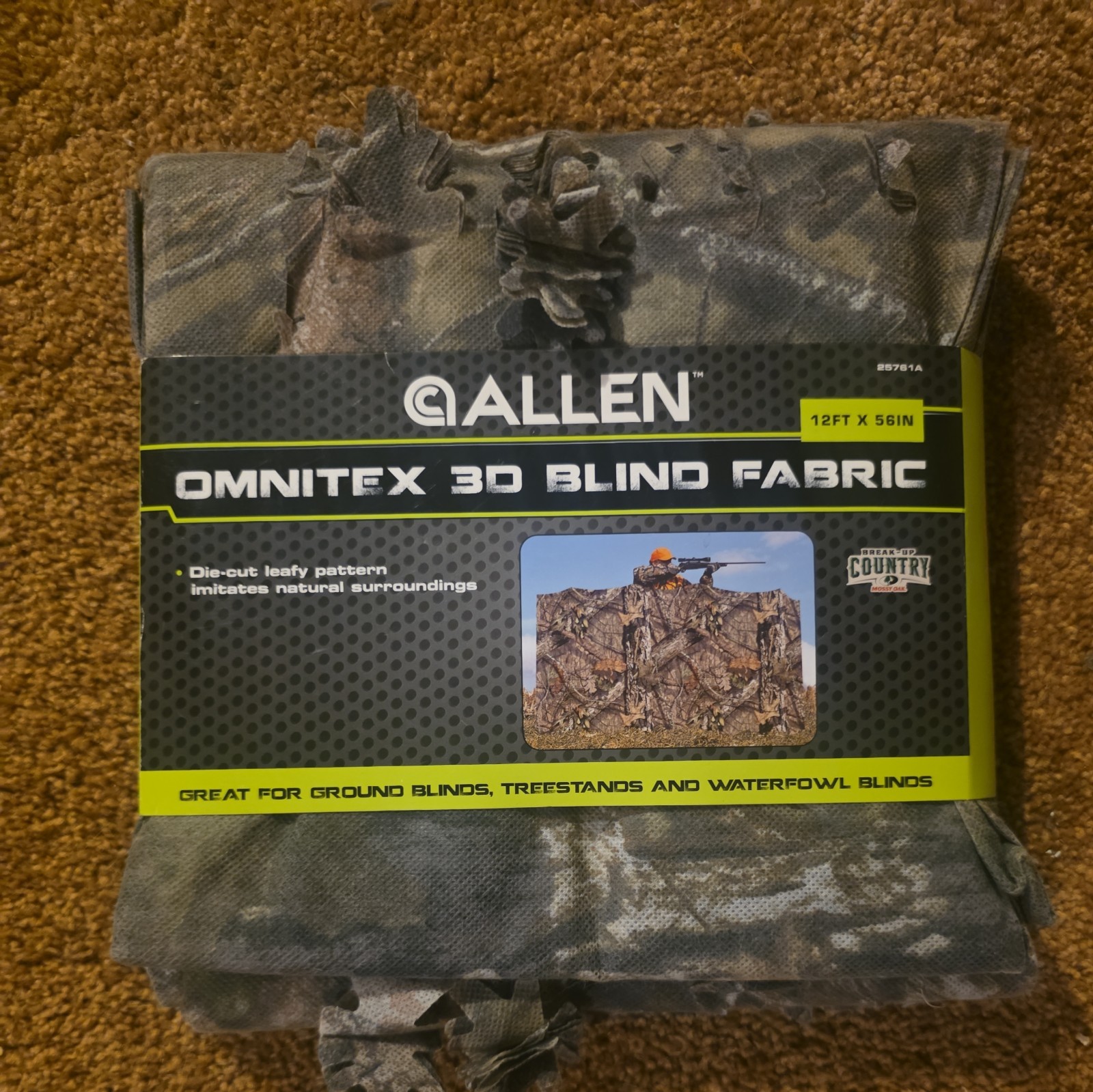 Allen Omnitex 3D Blind Fabric Mossy Oak BreakUp Country Camouflage 12' x 56" New