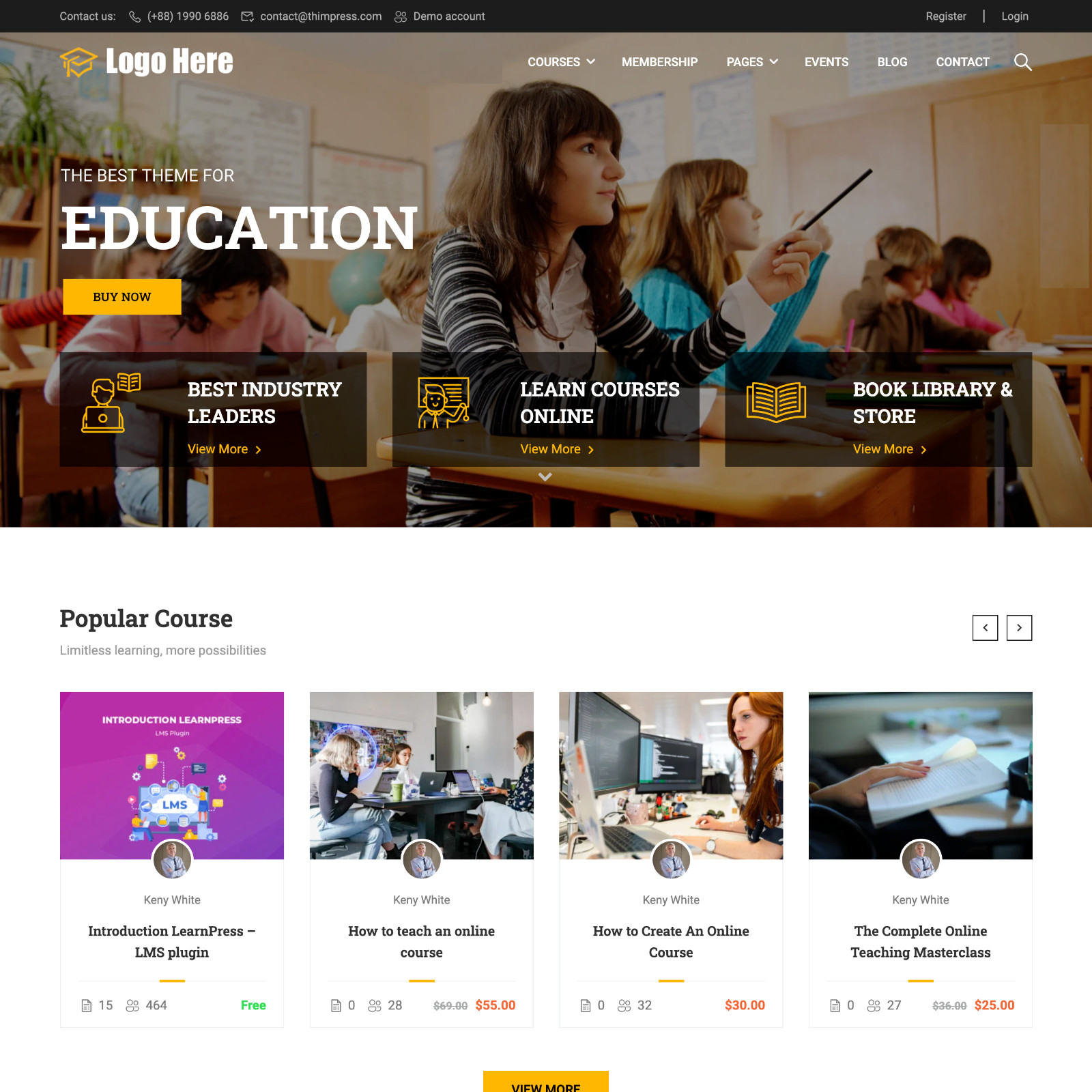 Education Website Design with Free VPS Web Hosting and Installation