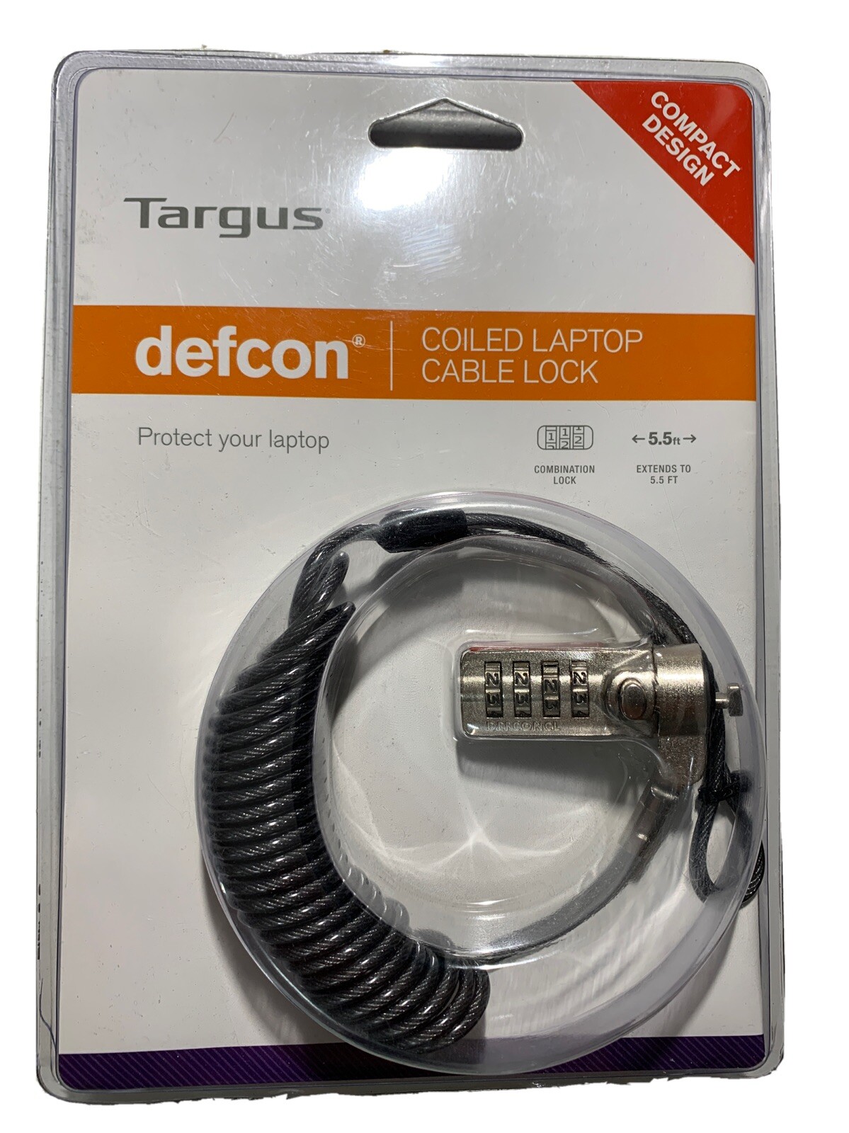 Targus Defcon compact Design Coiled Laptop Cable Lock - PA417UCCL