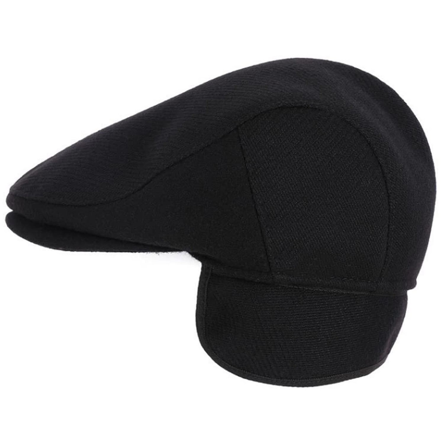 Men's Newsboy Hat with Earflaps Flat Ivy Caps Irish Cabbie Cap One Size Black